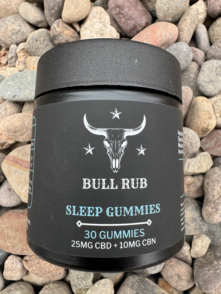 Bull Rub Sleep Gummies – Blueberry | 25mg Hemp Extract + 10mg CBN